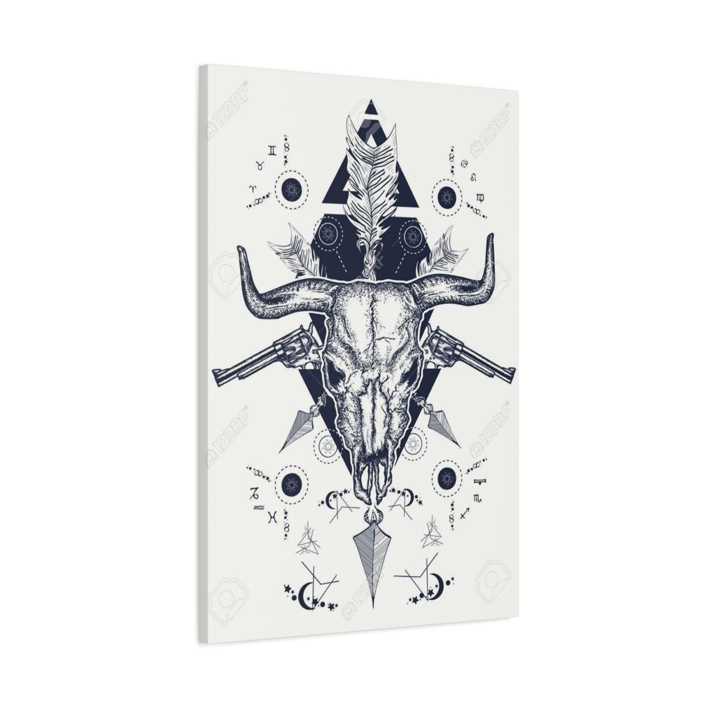 Guns And Skull Drawing Wall Art & Canvas Prints