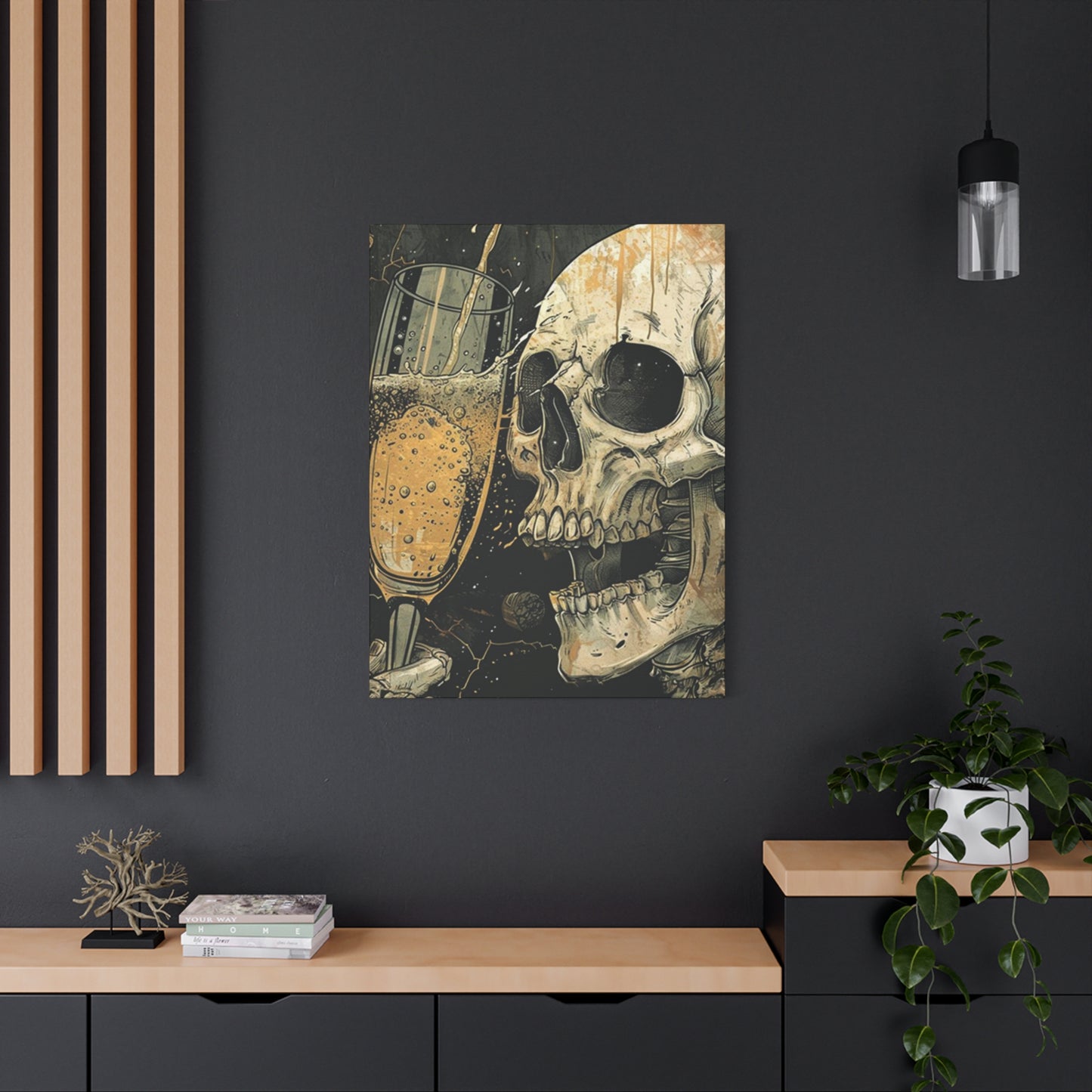 Skull Drinking Poster Wall Art & Canvas Prints
