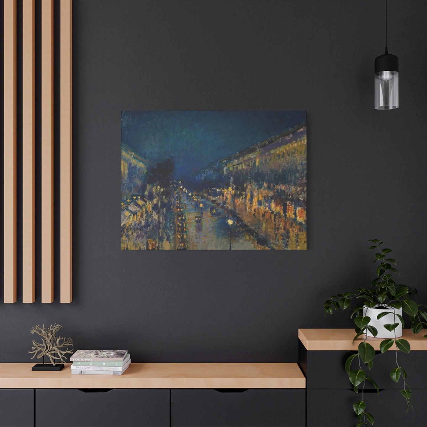 Boulevard Montmarte At Night Impression Wall Art & Canvas Prints