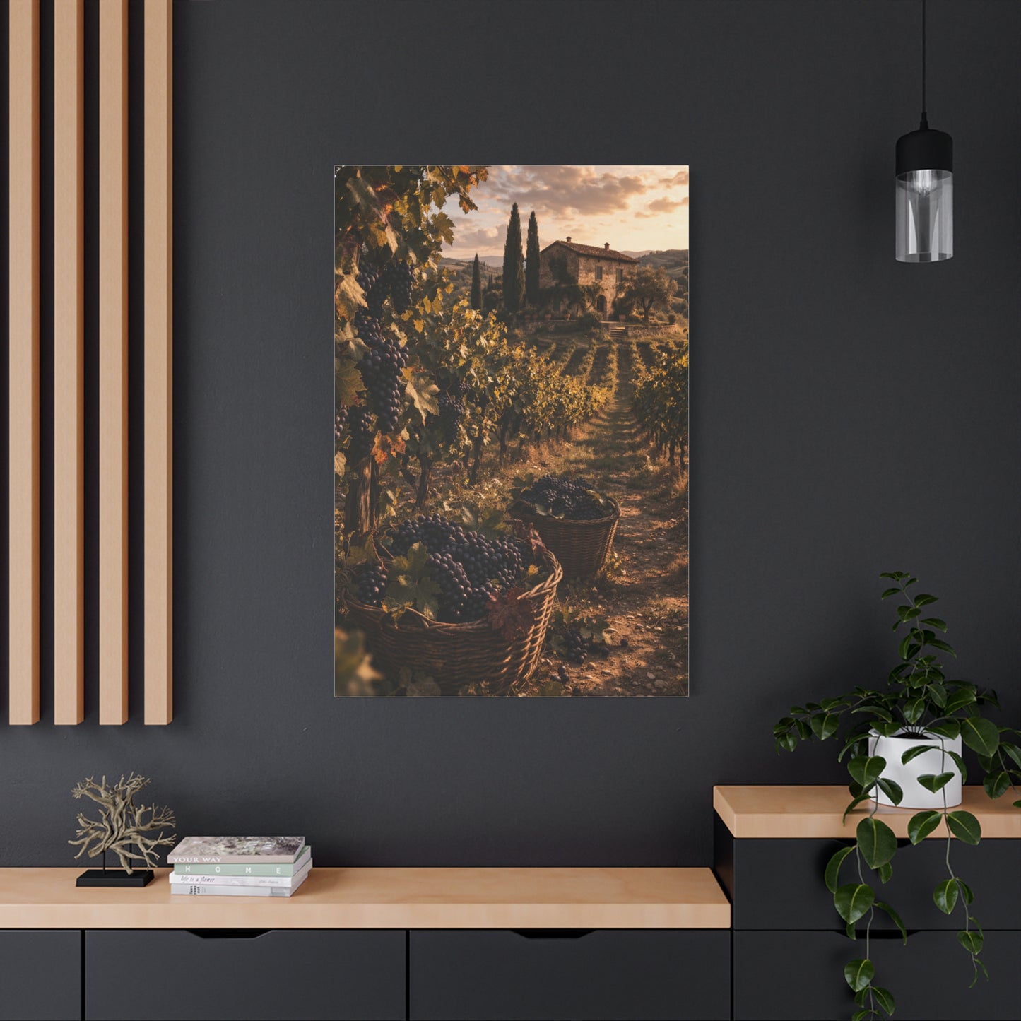 Tuscan Vineyard Harvest Scene Wall Art & Canvas Print