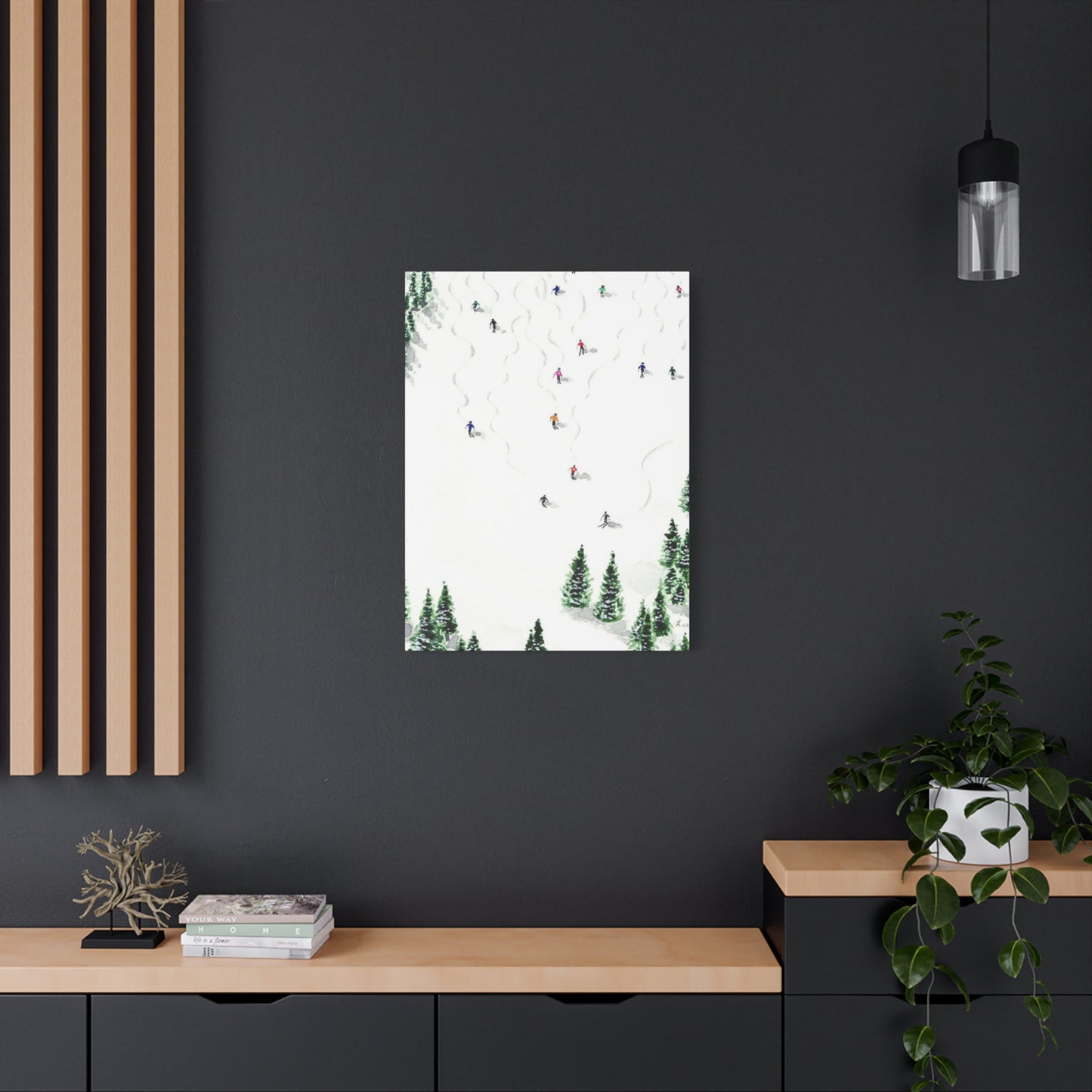Skiing With Pine Trees Wall Art & Canvas Prints