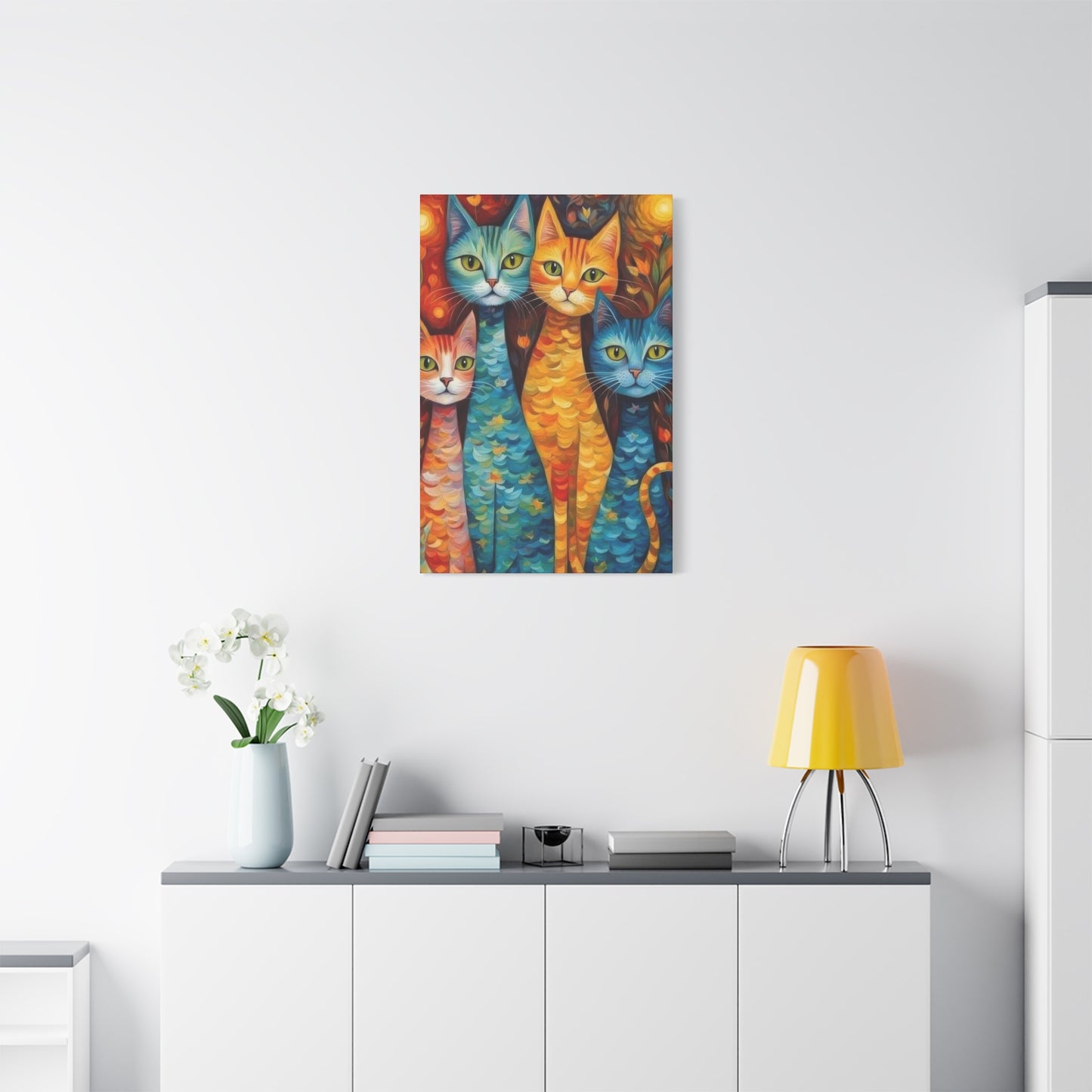 Cat Family Colorglow Wall Art & Canvas Prints