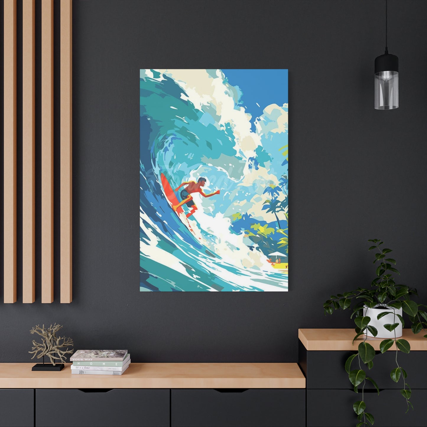 Wave Surfing Abstract Poster Wall Art & Canvas Prints