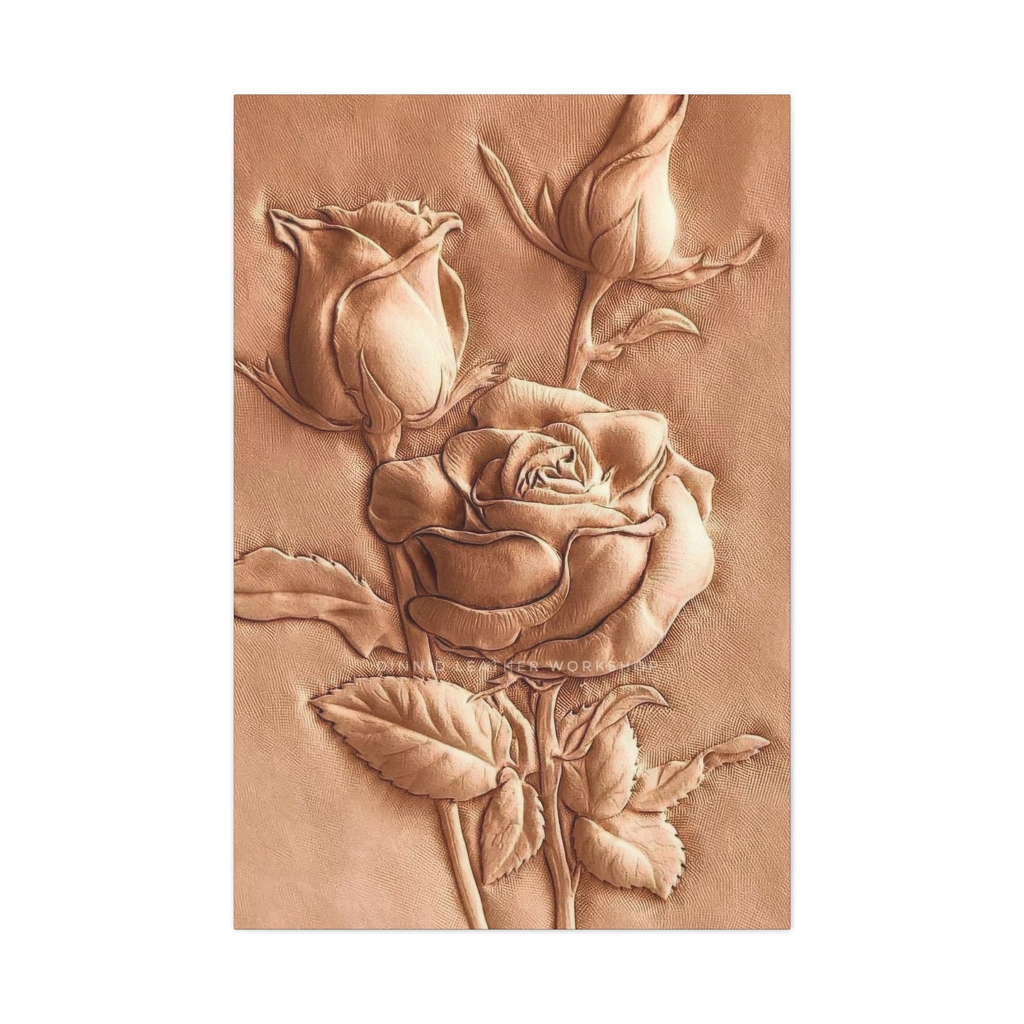Rose Flower On Leather Wall Art & Canvas Prints