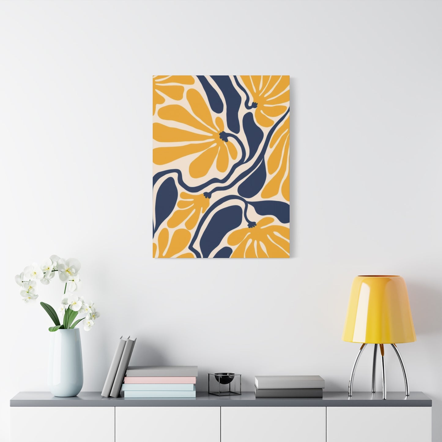 Blue Yellow Flower Abstract Colorful Wall Art & Canvas Prints