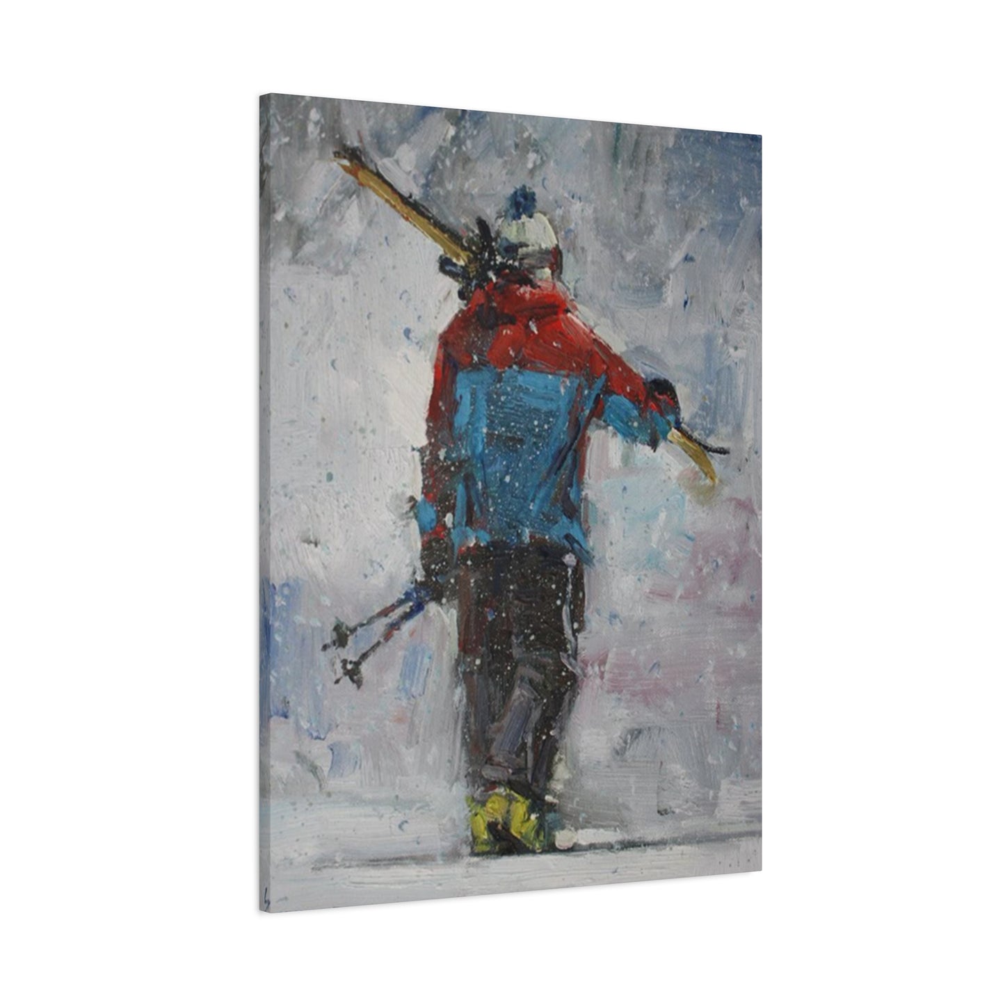 Skier With Ski Board Wall Art & Canvas Prints