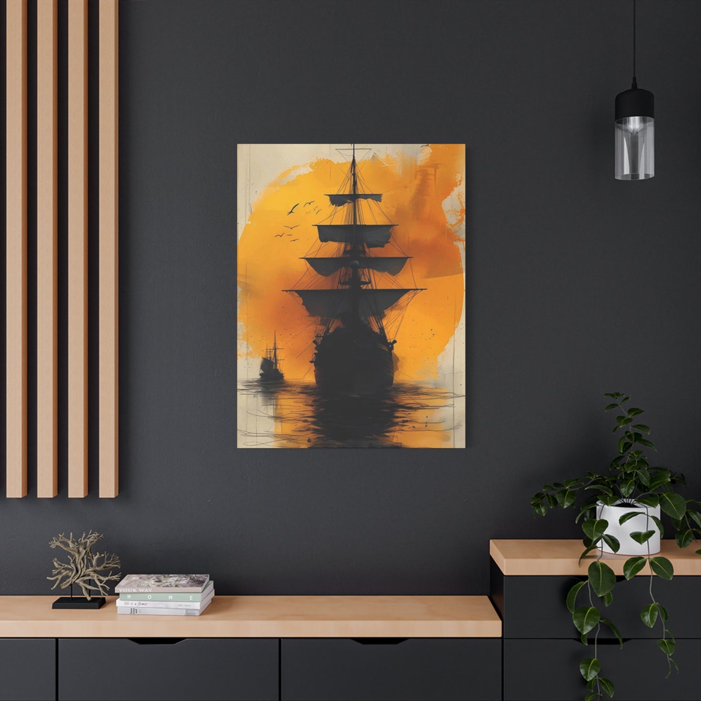 Black Sailing Ship Poster Wall Art & Canvas Prints