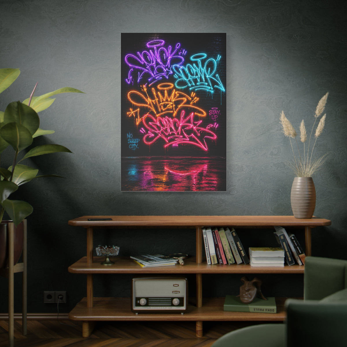 Neon Graffiti Tags Urban Glow Street Wall Art & Canvas Print