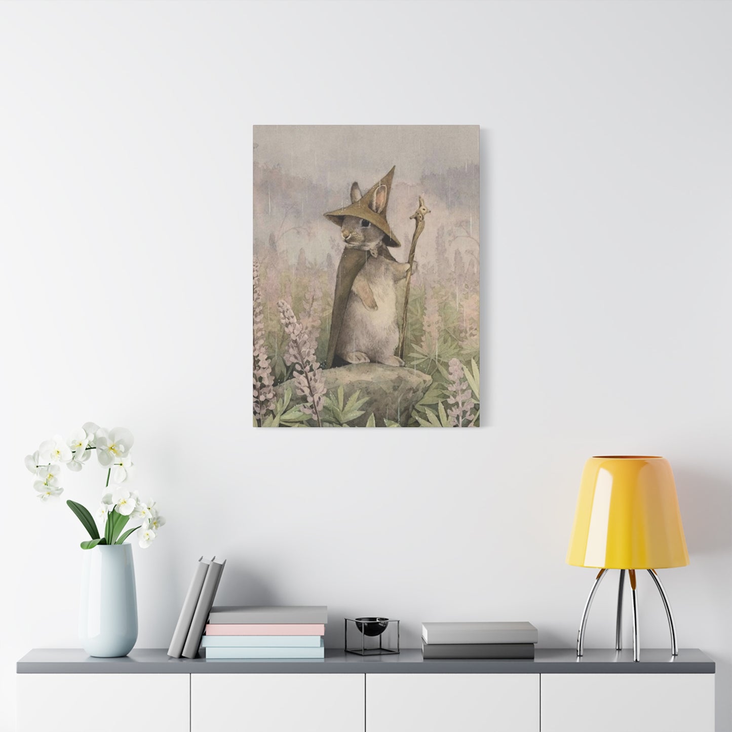 Old White Rabbit Painting Wall Art & Canvas Prints
