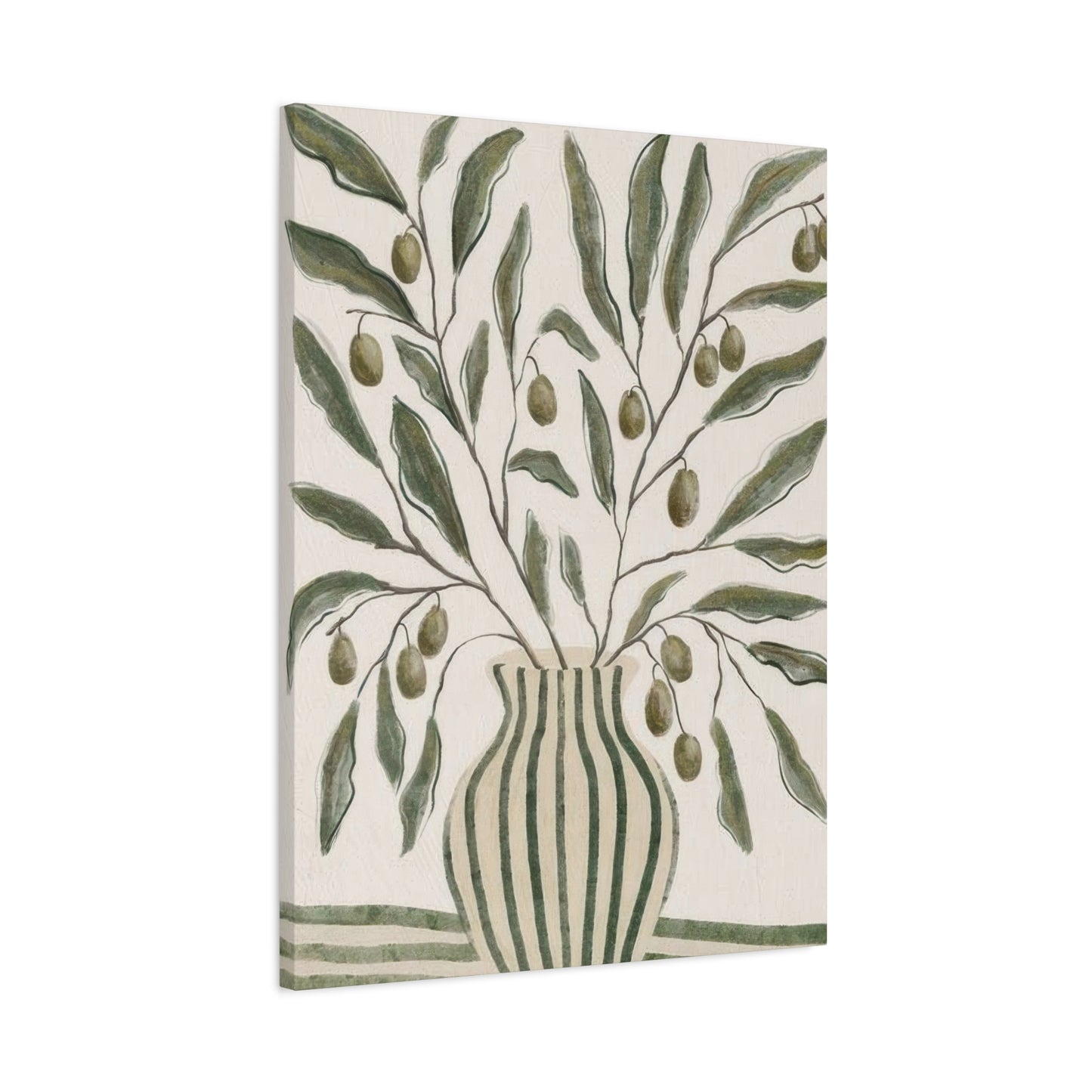 Green Striped Vase Wall Art & Canvas Prints