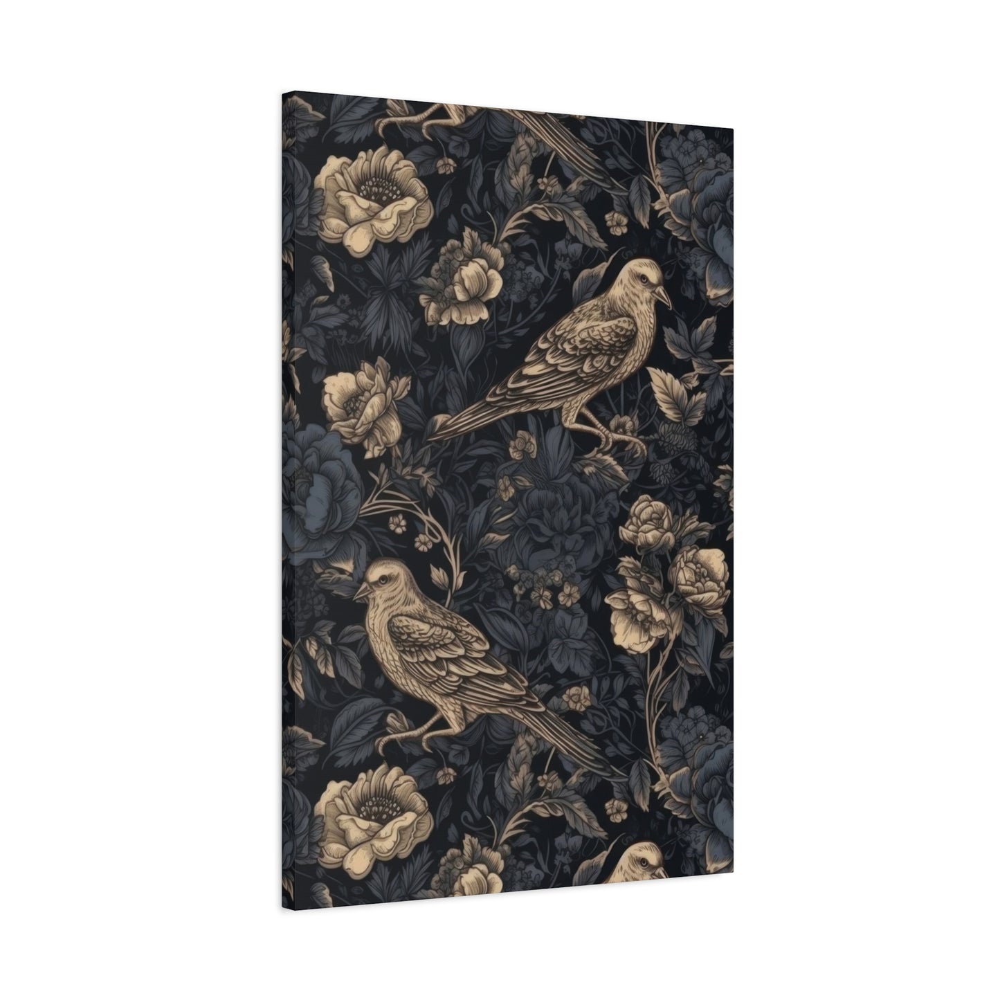 Birds Flowers Dark Pattern Wall Art & Canvas Prints