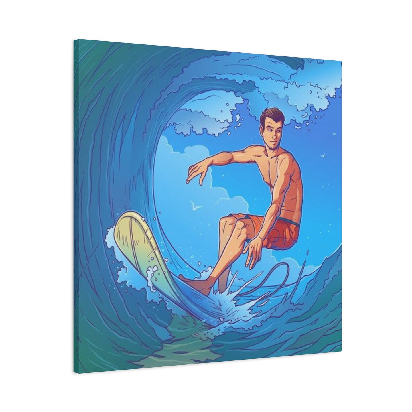 Wave Surfing Drawing Wall Art & Canvas Prints