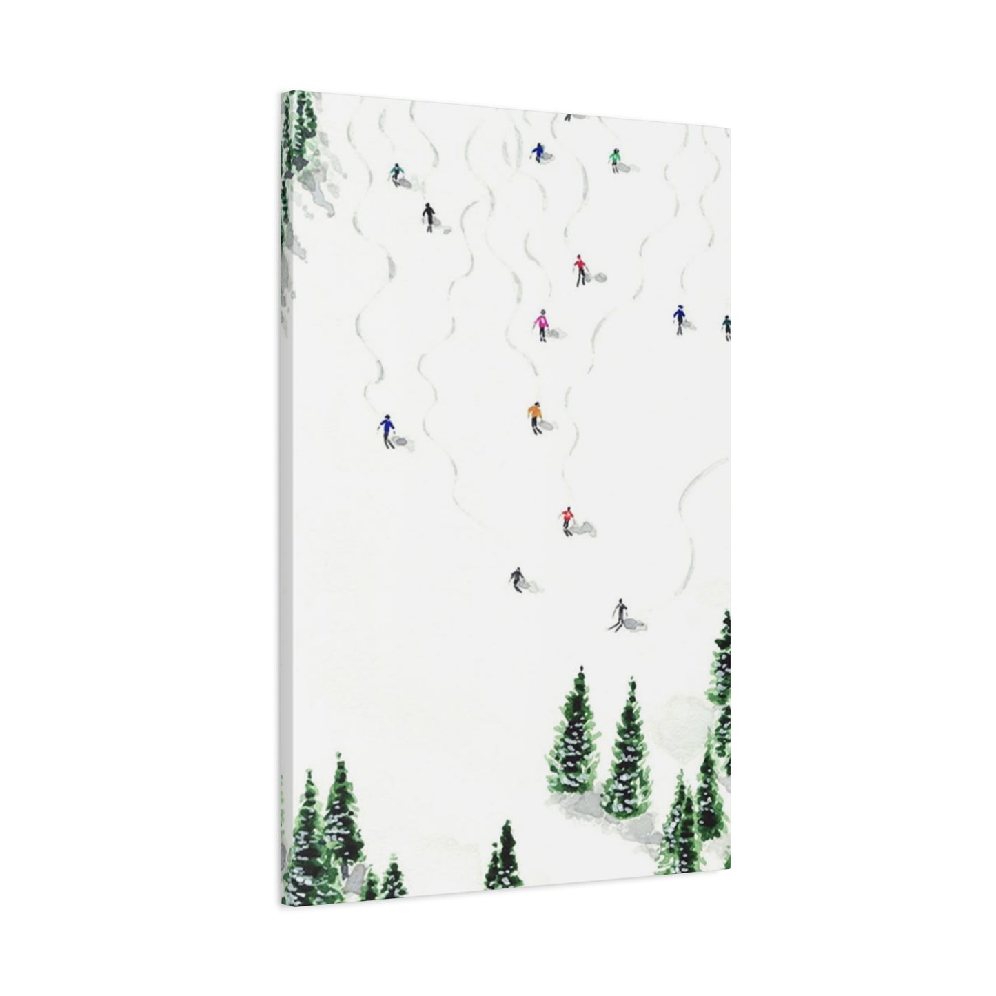Skiing With Pine Trees Wall Art & Canvas Prints