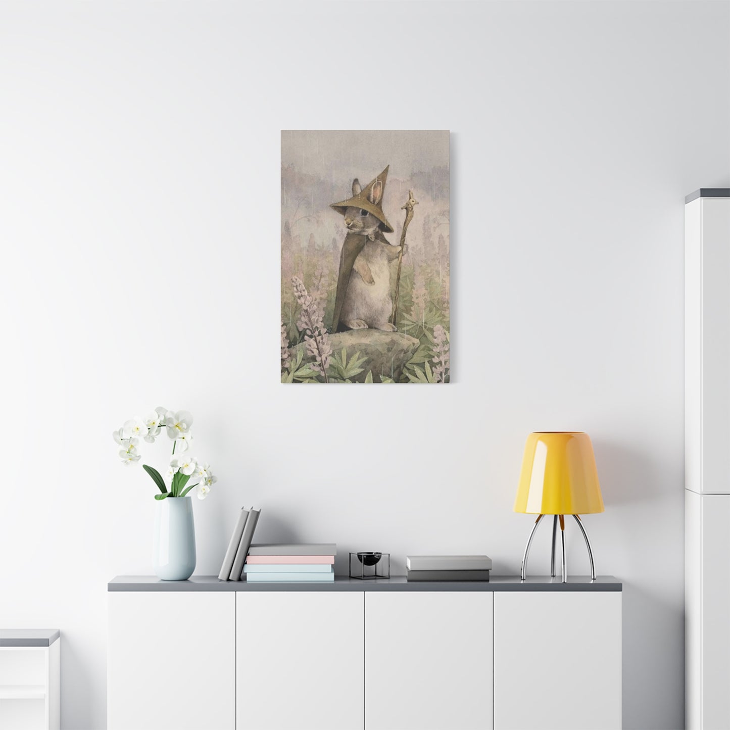Old White Rabbit Painting Wall Art & Canvas Prints