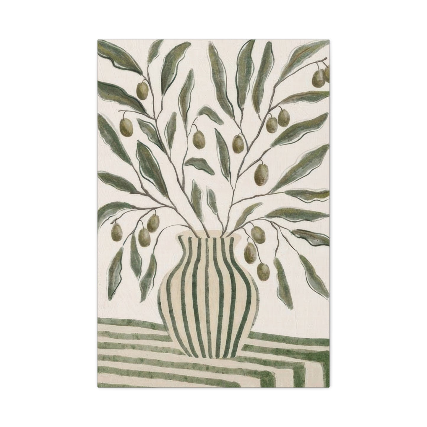 Green Striped Vase Wall Art & Canvas Prints