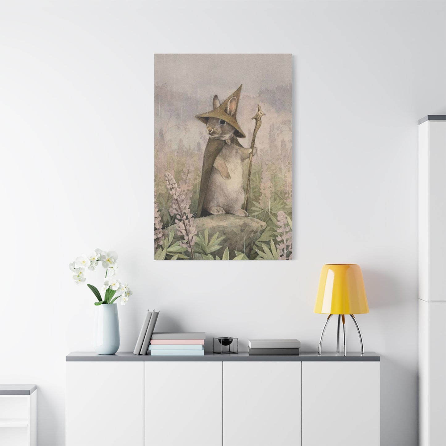 Old White Rabbit Painting Wall Art & Canvas Prints