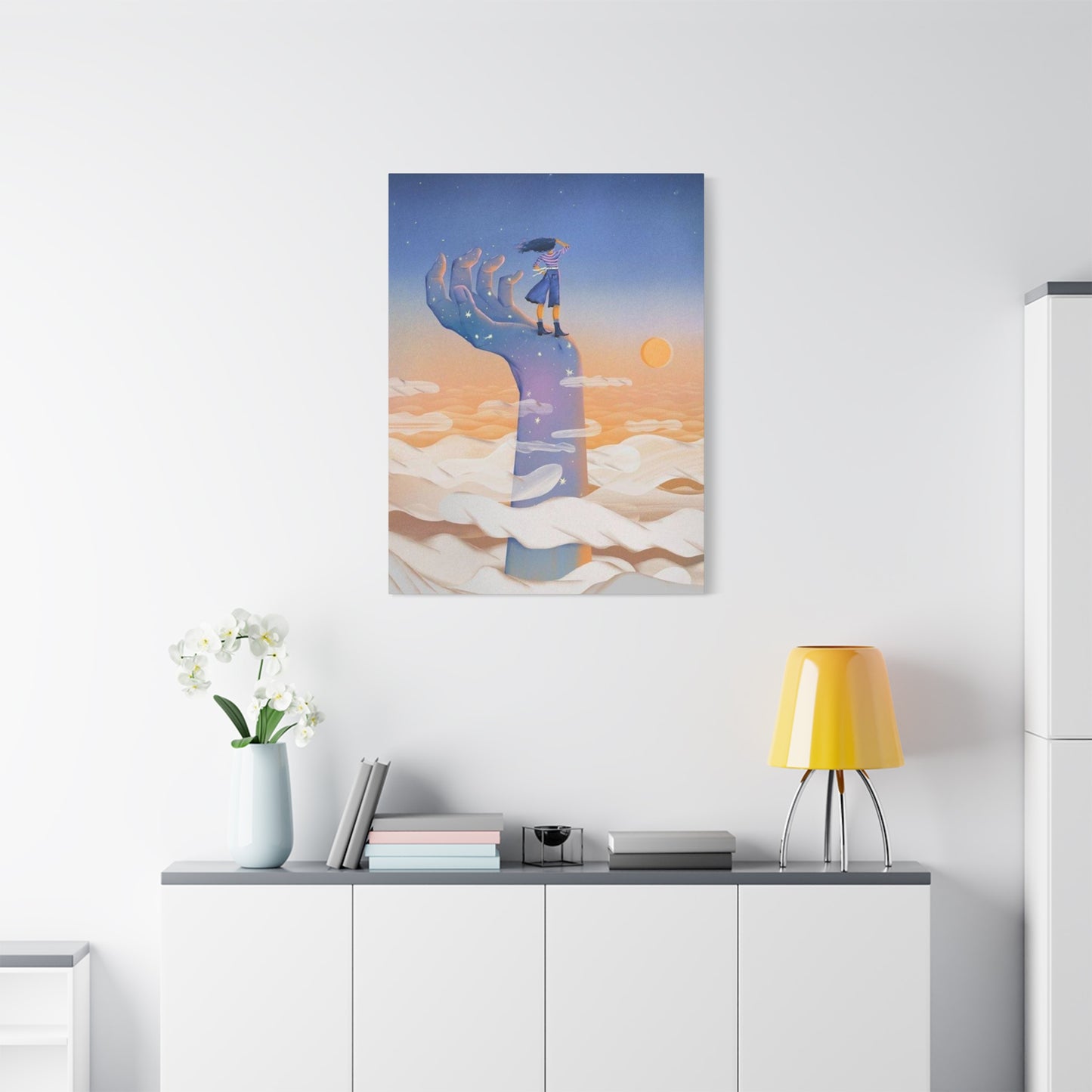 Girl On A Hand Wall Art & Canvas Prints