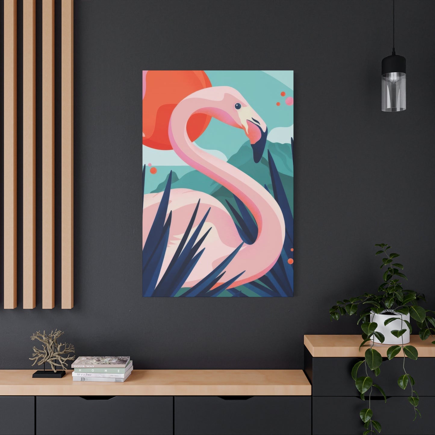 Flamingo Green Blue Wall Art & Canvas Prints