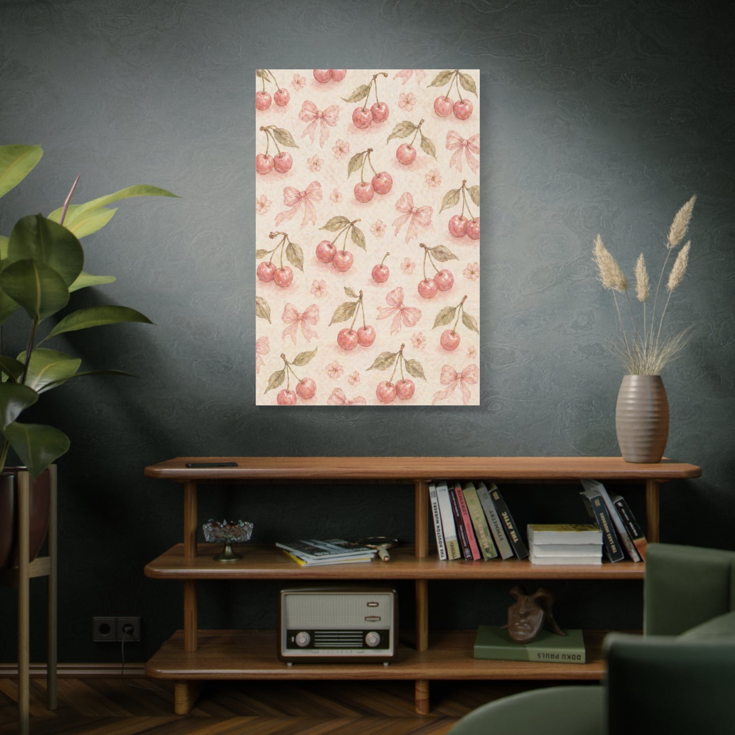 Pink Cherry Pattern Composition Wall Art & Canvas Print