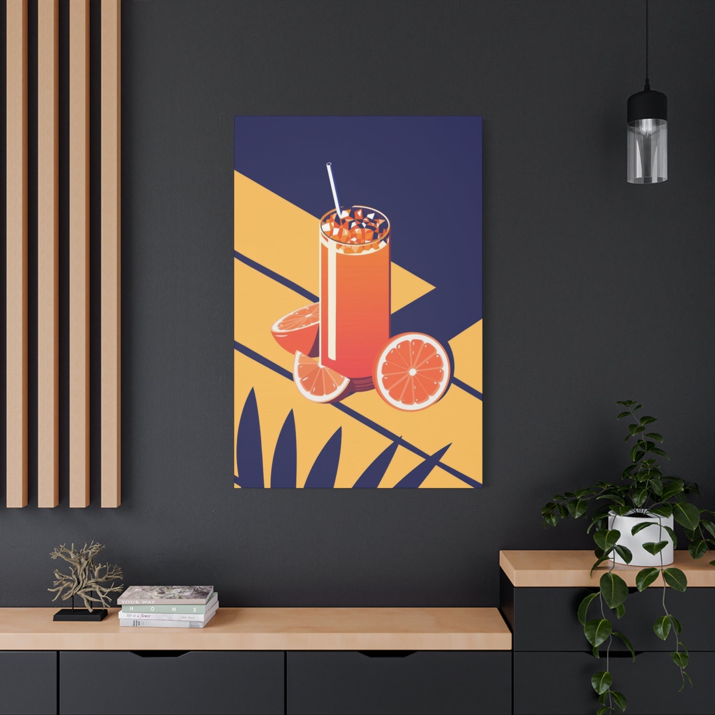 Orange Juice Blue Yellow Wall Art & Canvas Prints