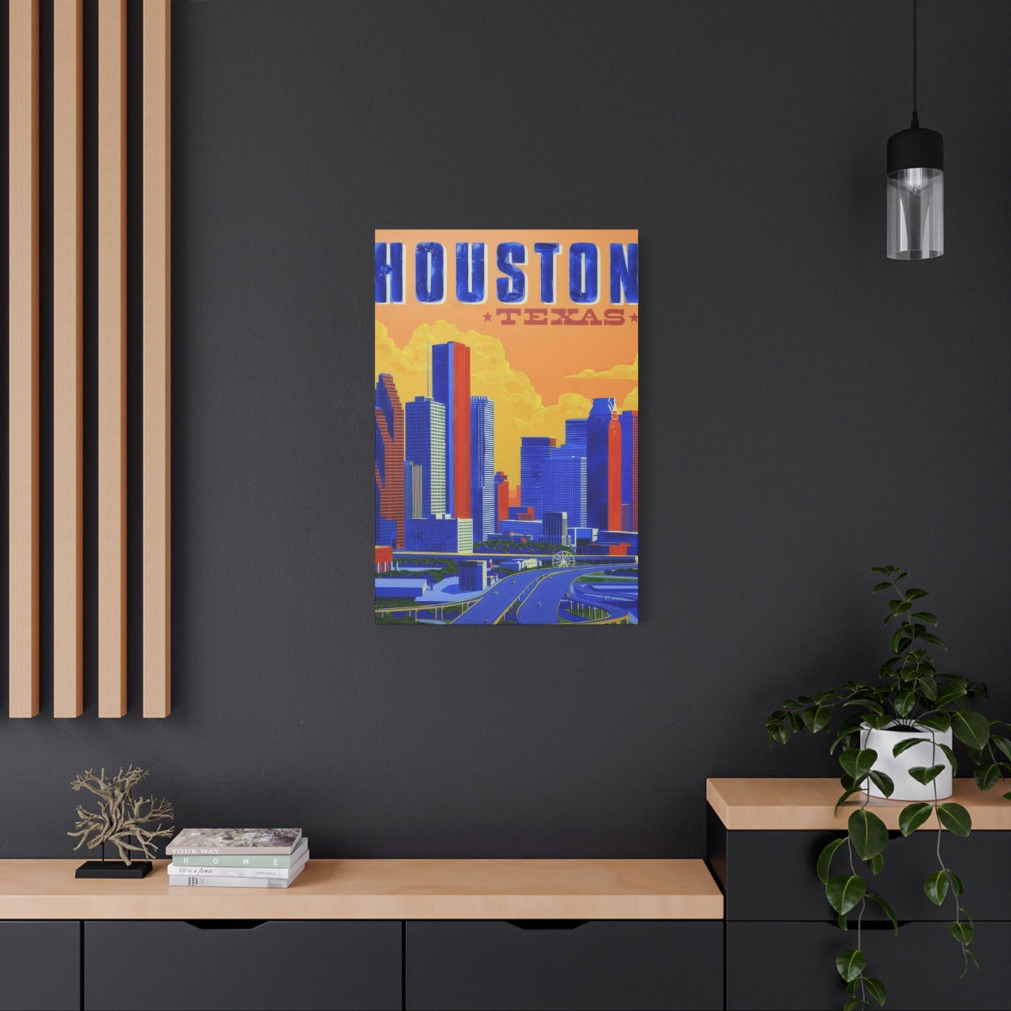 Houston Skyline Blue Yellow Wall Art & Canvas Prints