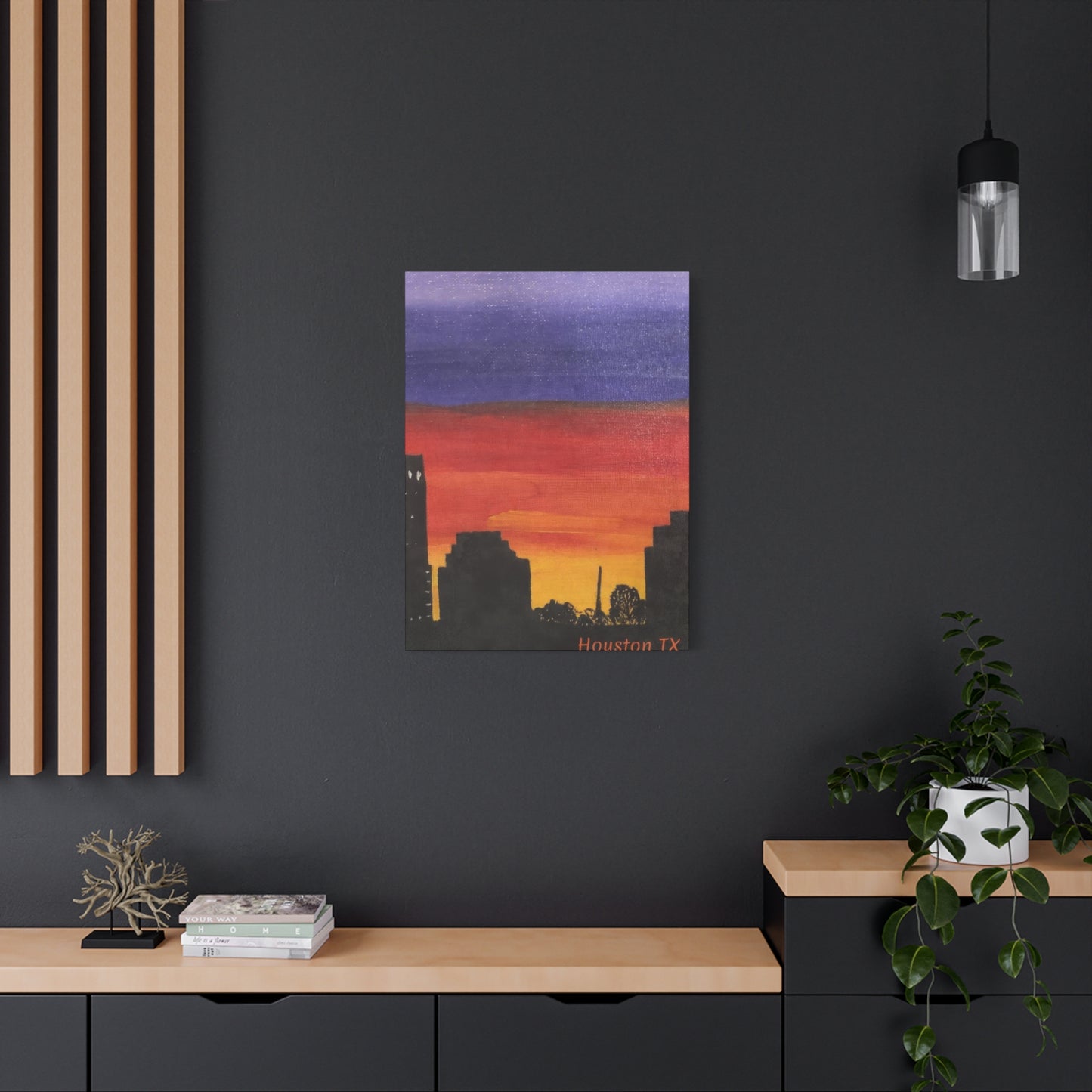 Houston Skyline Yellow Orange Violet Wall Art & Canvas Prints