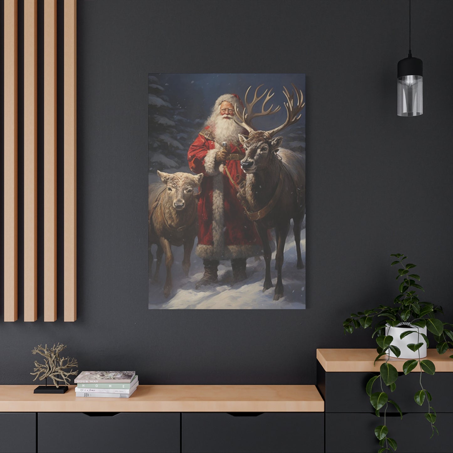 Santa Claus And Reindeer Wall Art & Canvas Prints