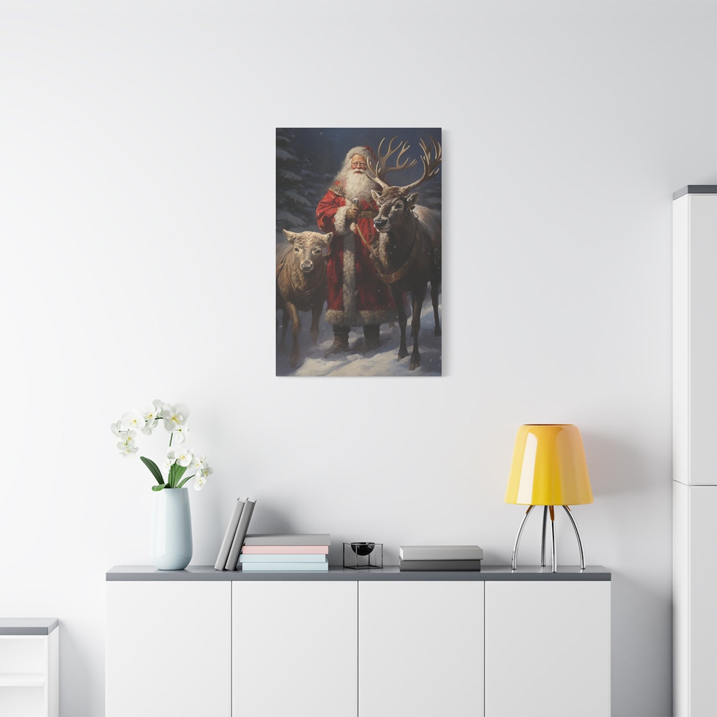 Santa Claus And Reindeer Wall Art & Canvas Prints