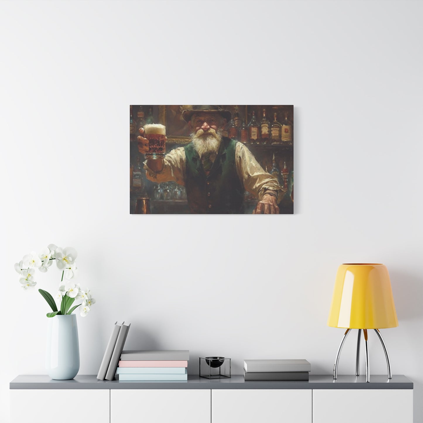 Old Man At Bar Painting Wall Art & Canvas Prints
