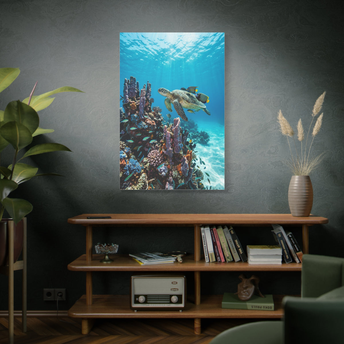 Tropical Ocean Turtle Reef Escape Tropical Wall Art & Canvas Print