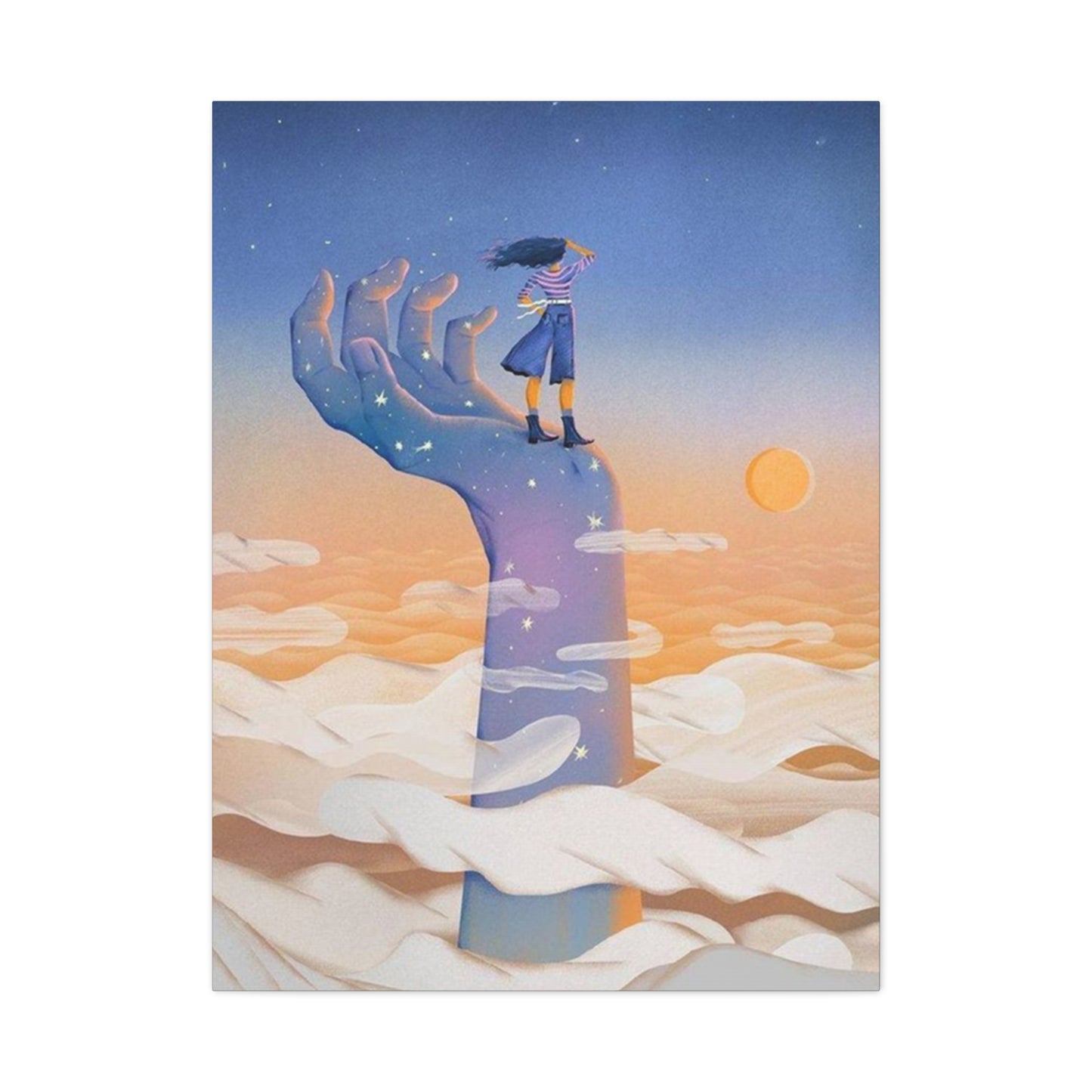 Girl On A Hand Wall Art & Canvas Prints