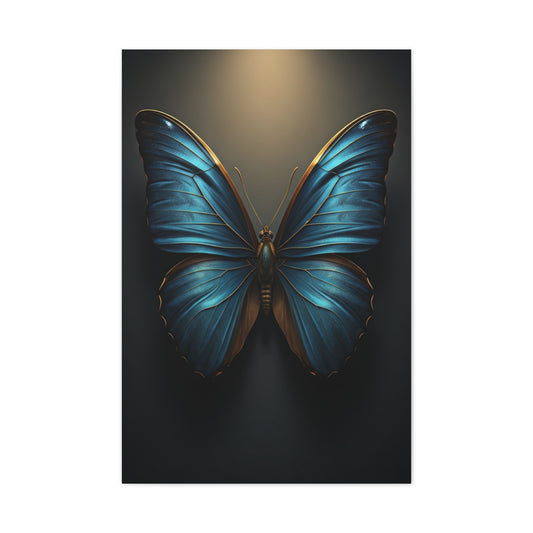 Midnight Blue Butterfly Symmetry Portrait Wall Art & Canvas Prints