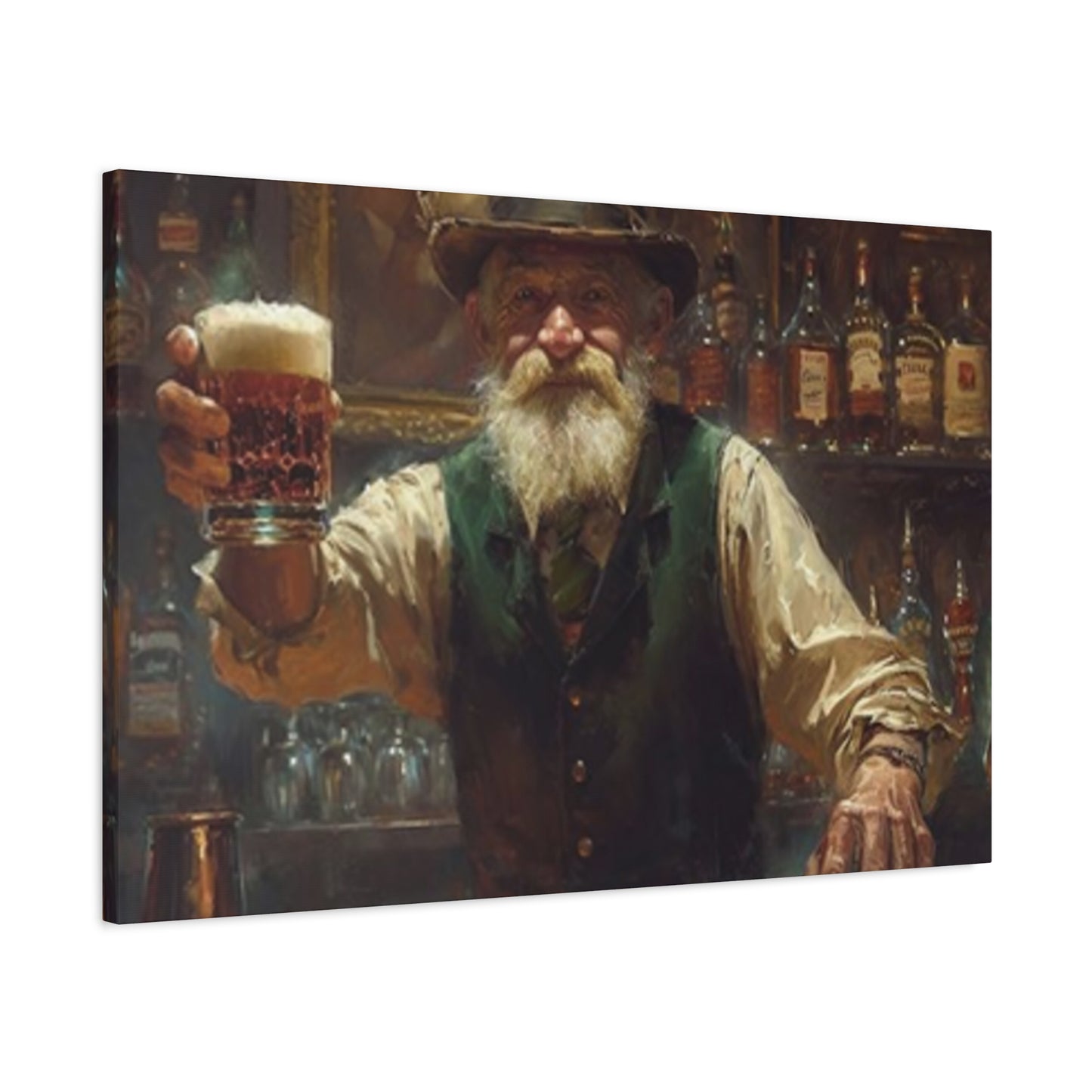 Old Man At Bar Painting Wall Art & Canvas Prints