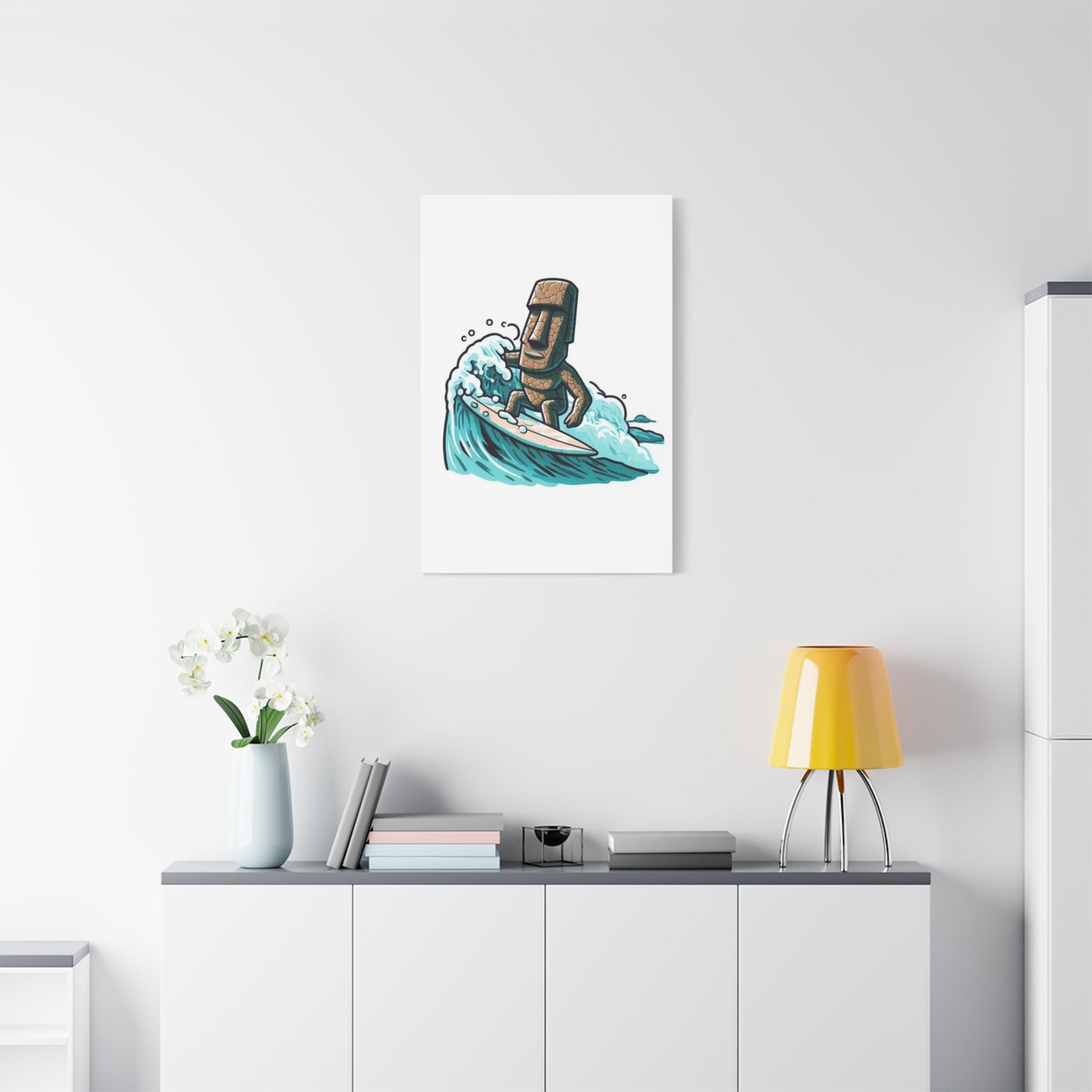 Hawaii Moai Surfing Wall Art & Canvas Prints