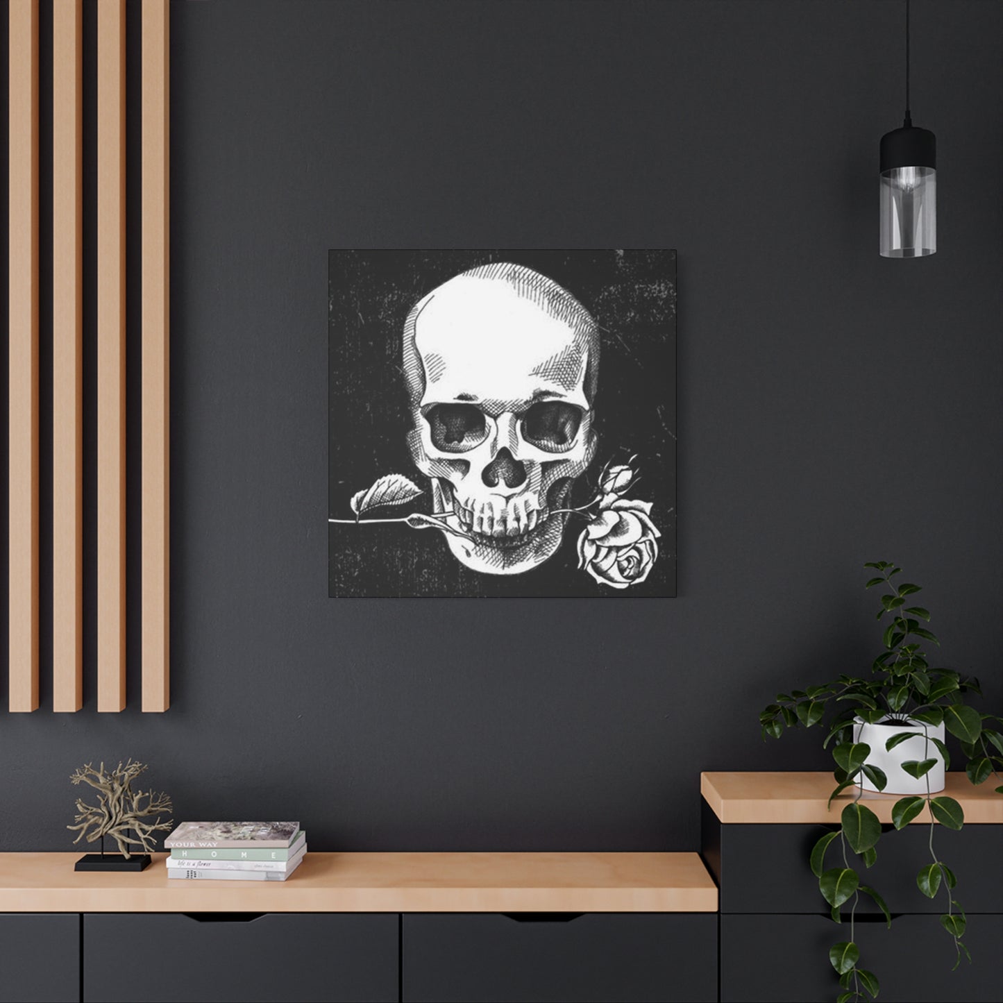 Rose In Skull Mouth Wall Art & Canvas Prints