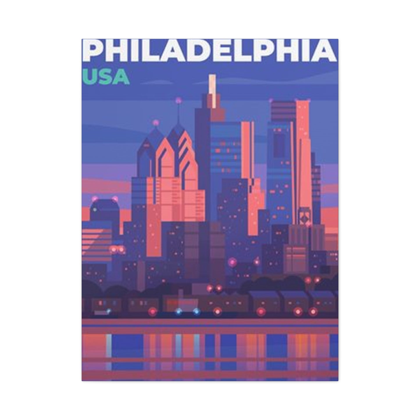 Cityscape In Evening Philadelphia Wall Art & Canvas Prints