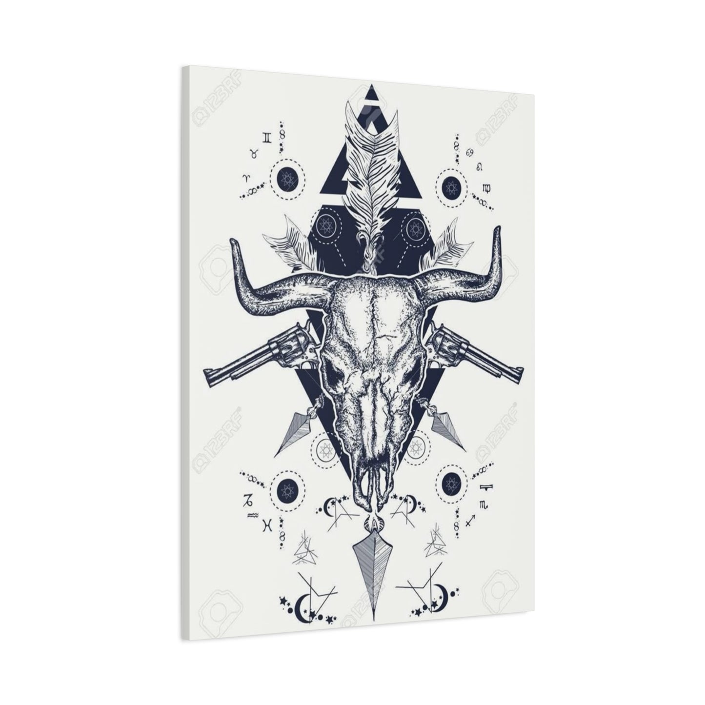 Guns And Skull Drawing Wall Art & Canvas Prints