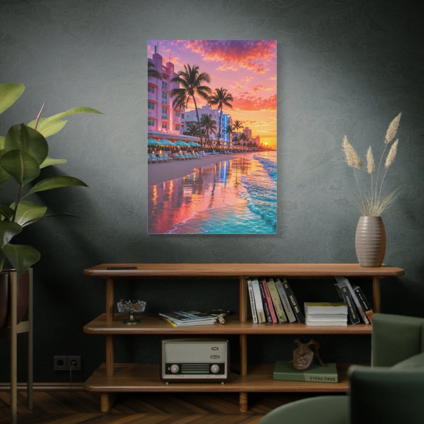 Miami Beach Art Deco Sunset Wall Art & Canvas Print