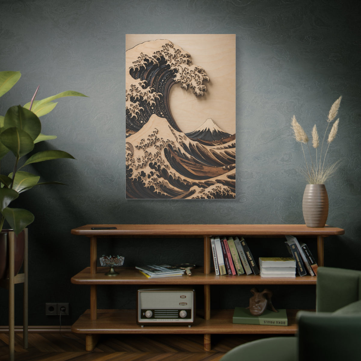 Layered Wood Great Wave Relief Wall Art & Canvas Print