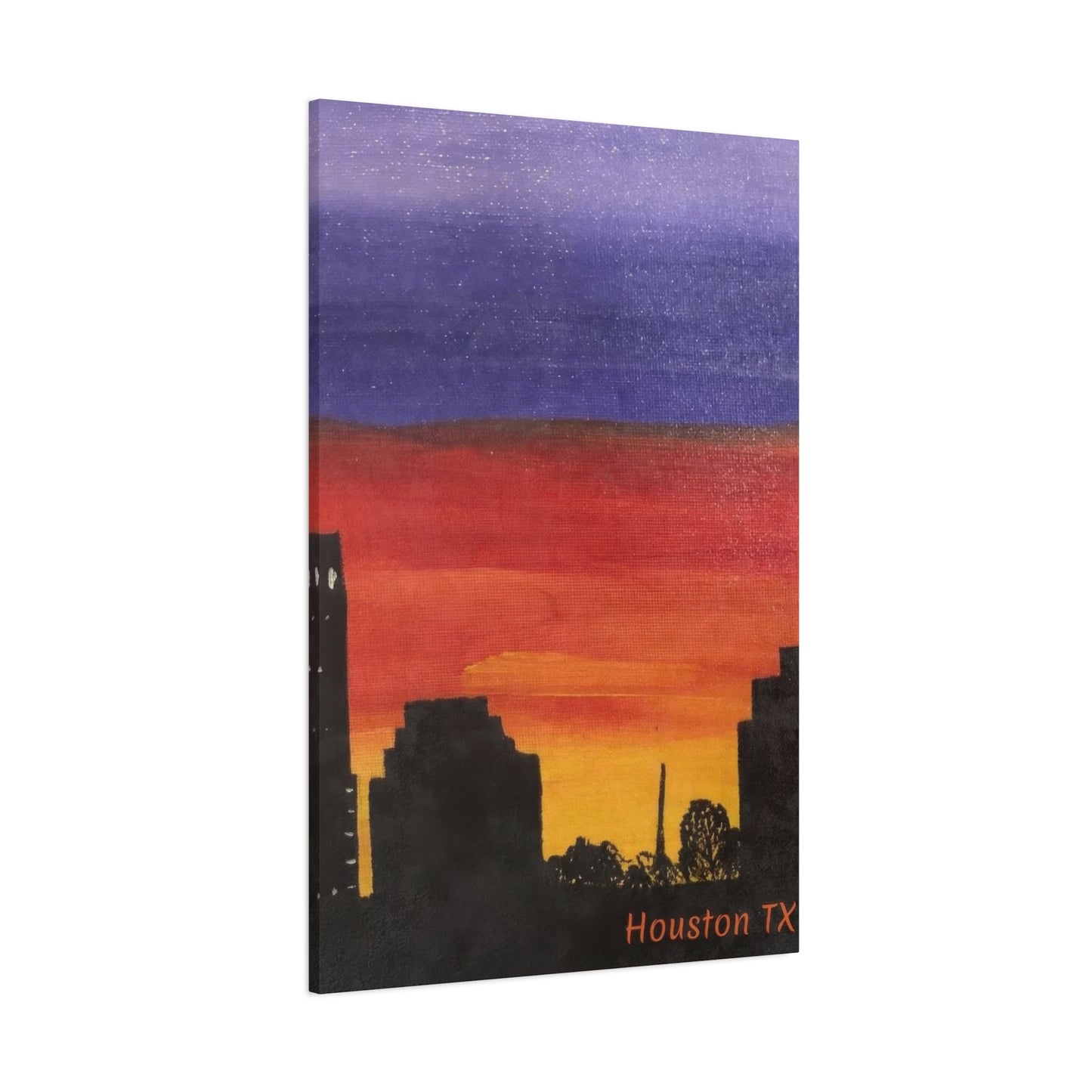 Houston Skyline Yellow Orange Violet Wall Art & Canvas Prints