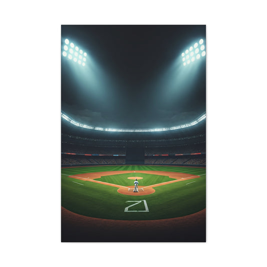 Night Baseball Stadium Lights Wide Scene Wall Art & Canvas Prints
