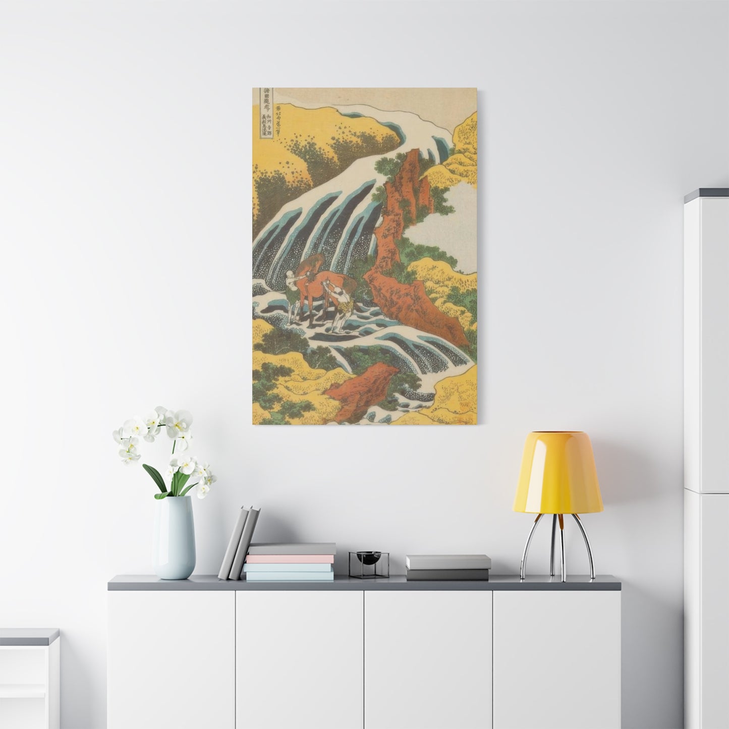 Katsushika Hokusai Waterfall Where Yoshitsune Washed His Horse At Yoshino In Yamato Province Wall Art & Canvas Prints