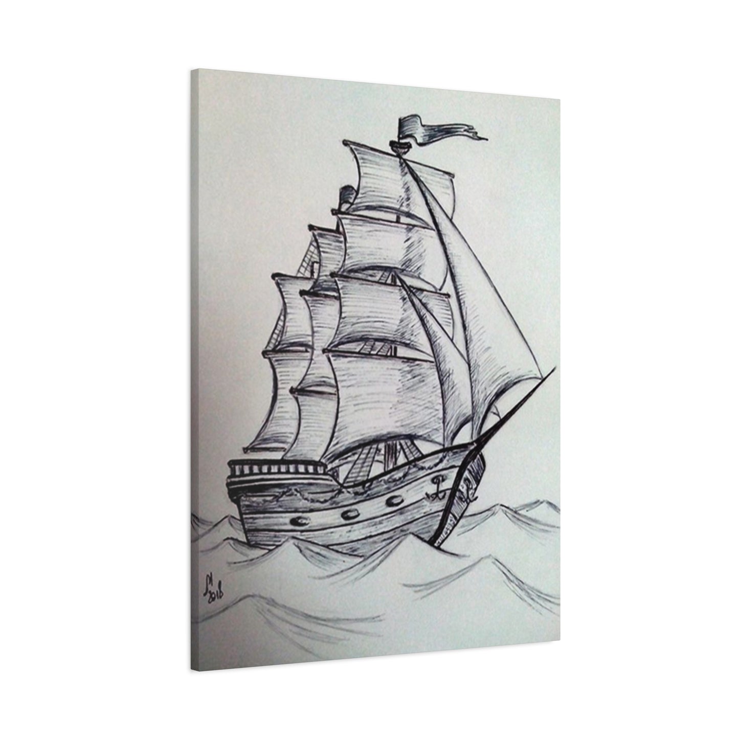 Ship Sailing Drawing Wall Art & Canvas Prints