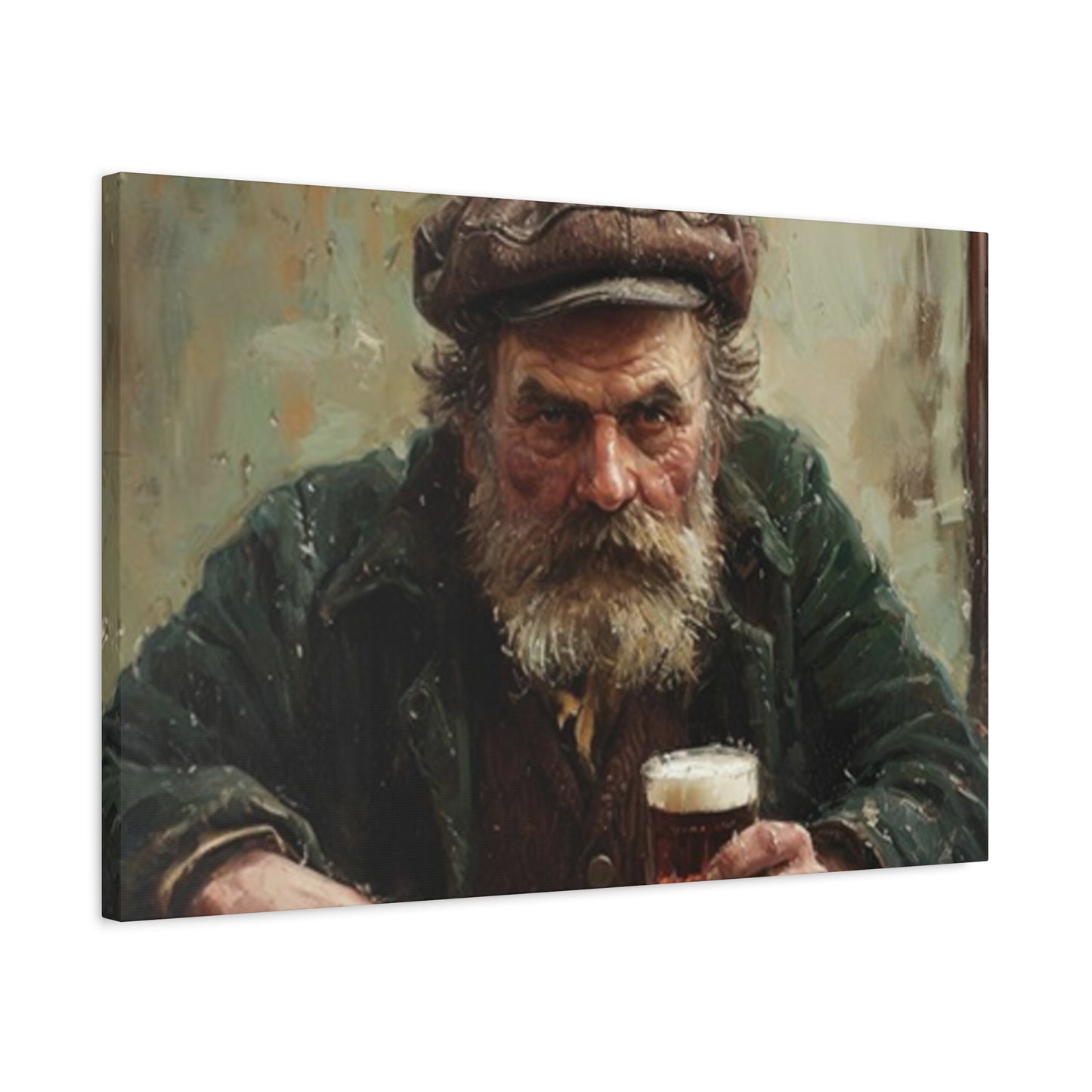 Old Man With A Beer Painting Wall Art & Canvas Prints