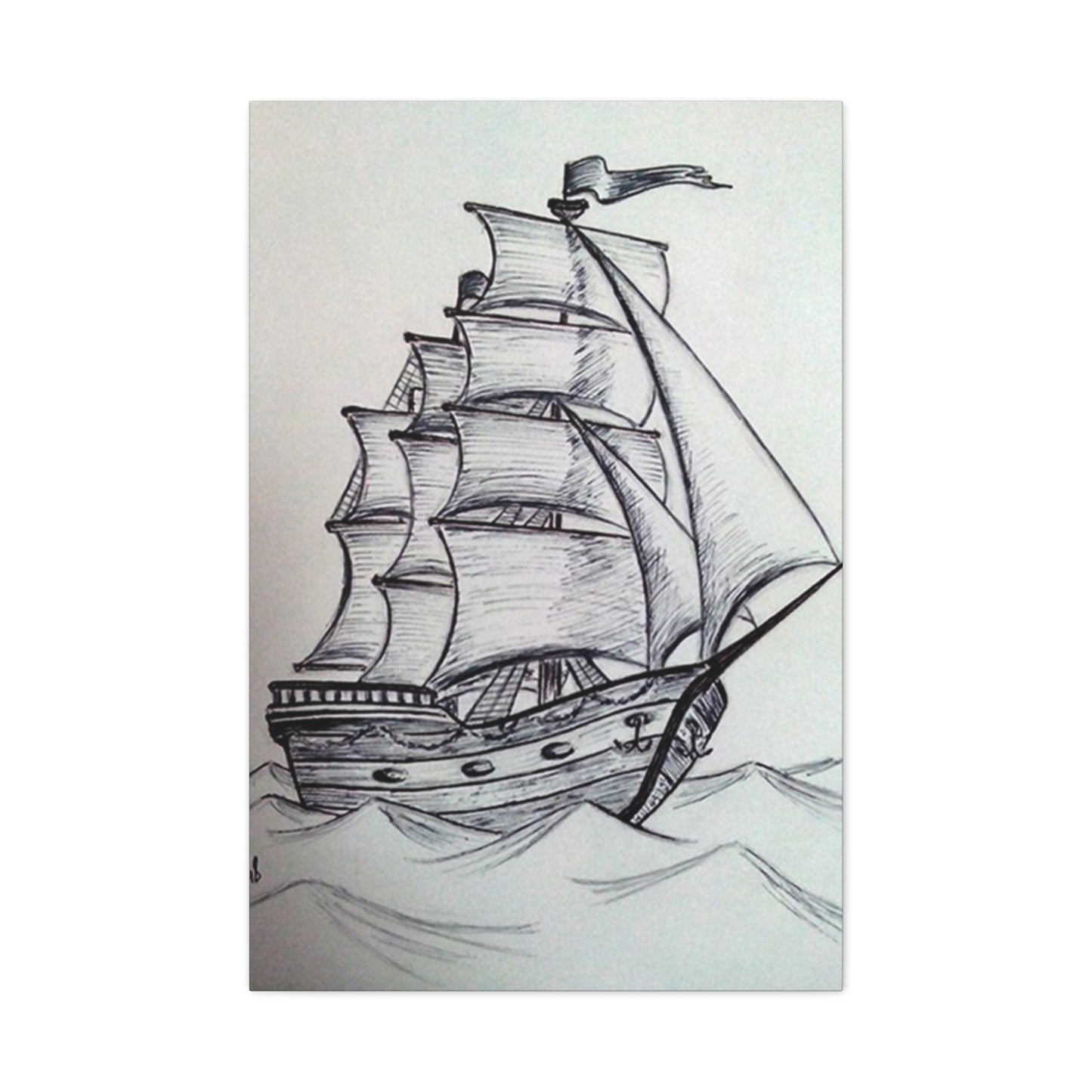 Ship Sailing Drawing Wall Art & Canvas Prints