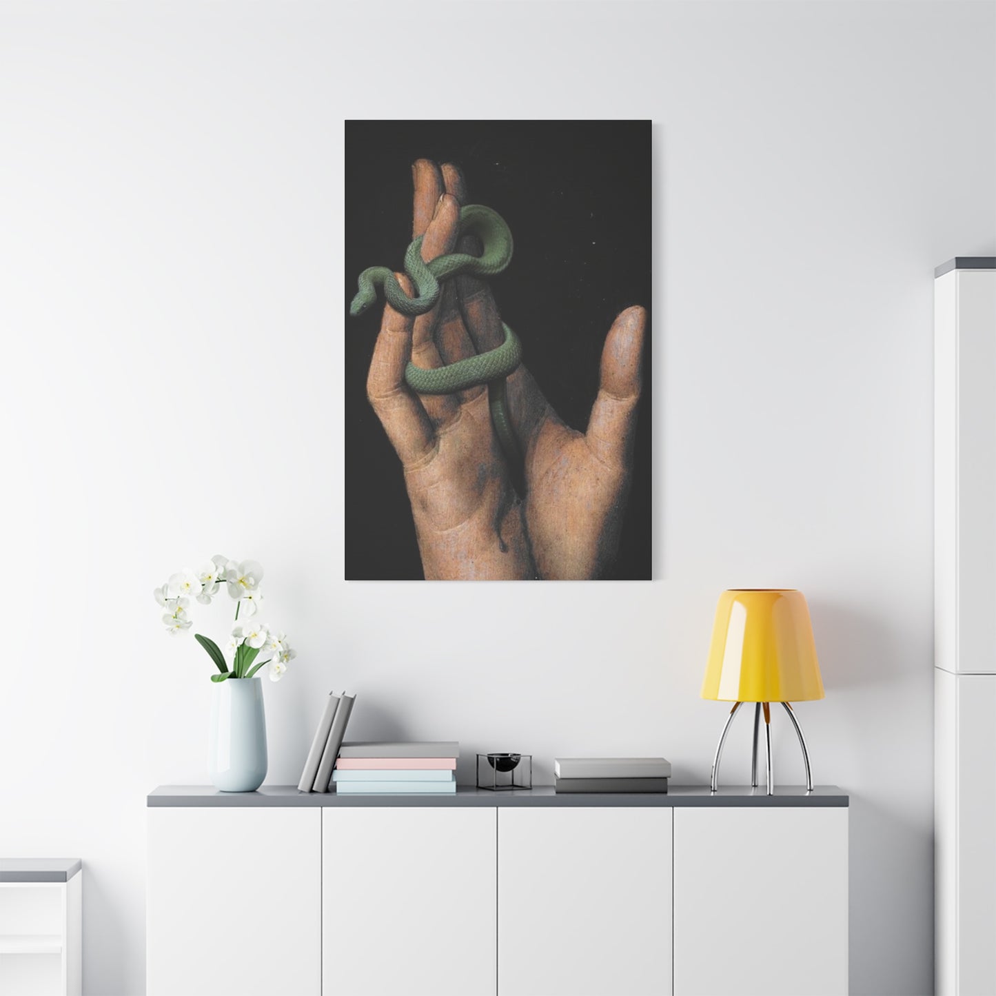 Snake On Hand Wall Art & Canvas Prints