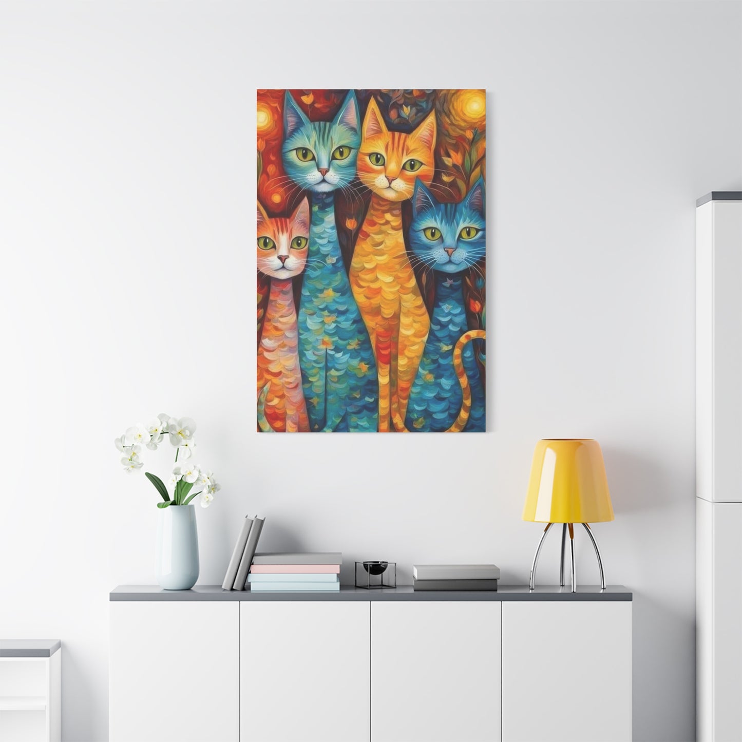 Cat Family Colorglow Wall Art & Canvas Prints