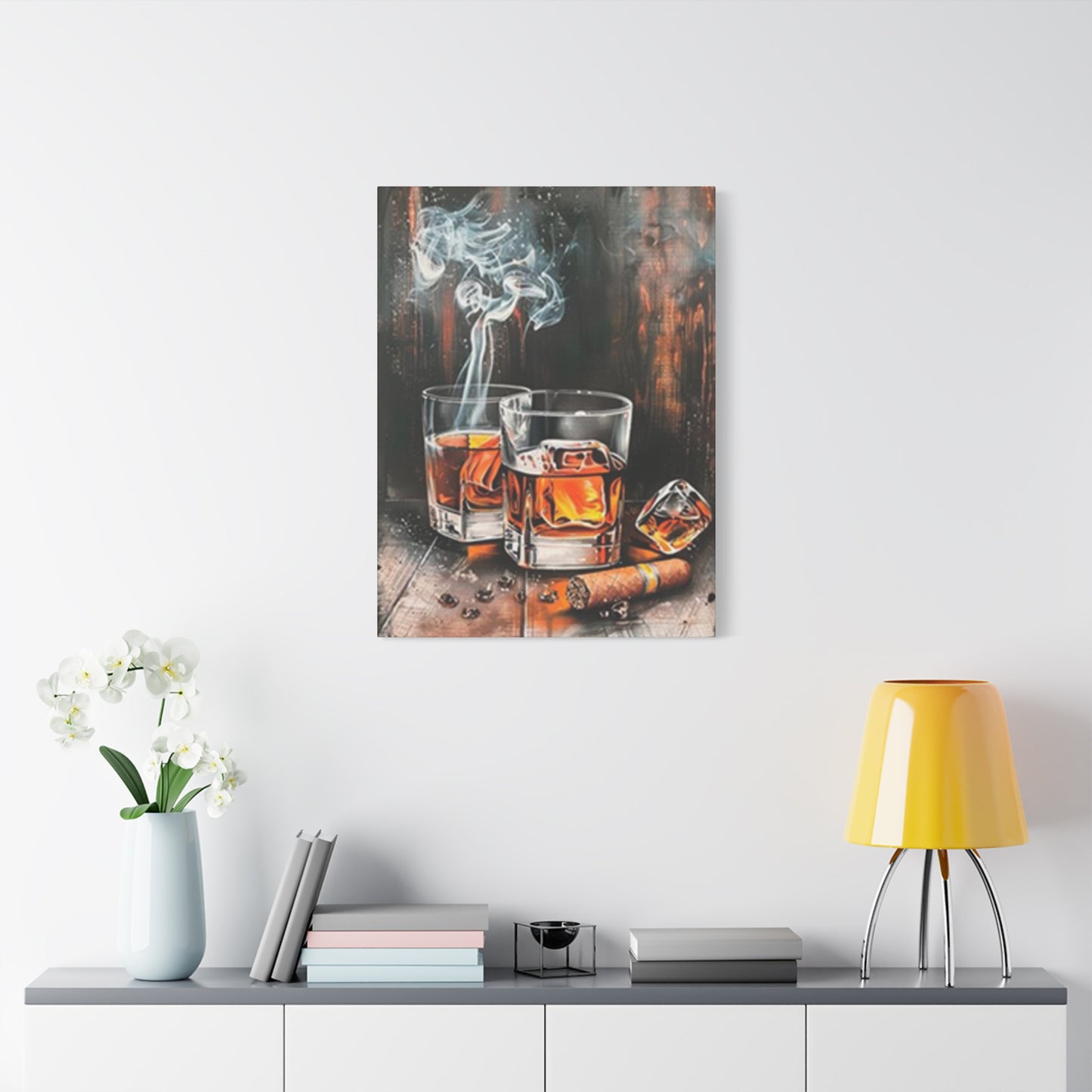 Whiskey And Cigar Painting Wall Art & Canvas Prints