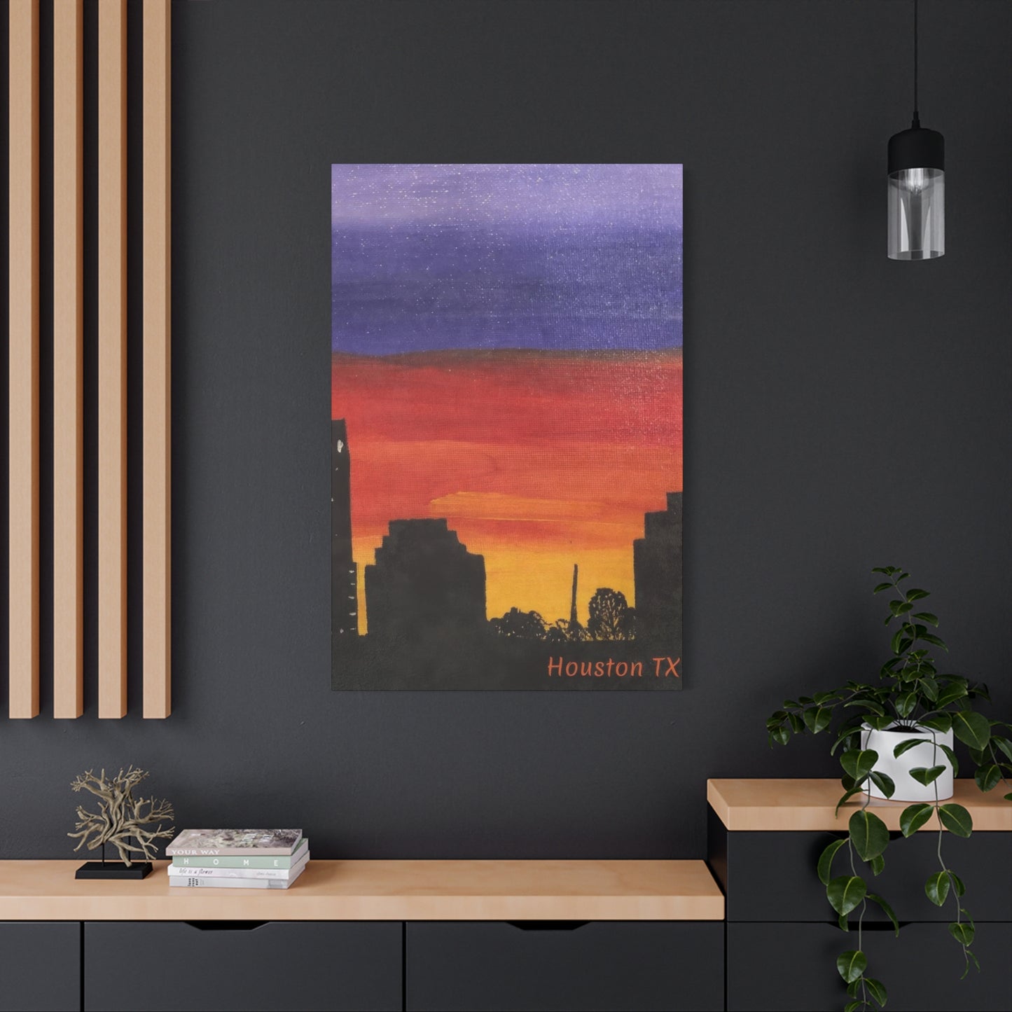 Houston Skyline Yellow Orange Violet Wall Art & Canvas Prints