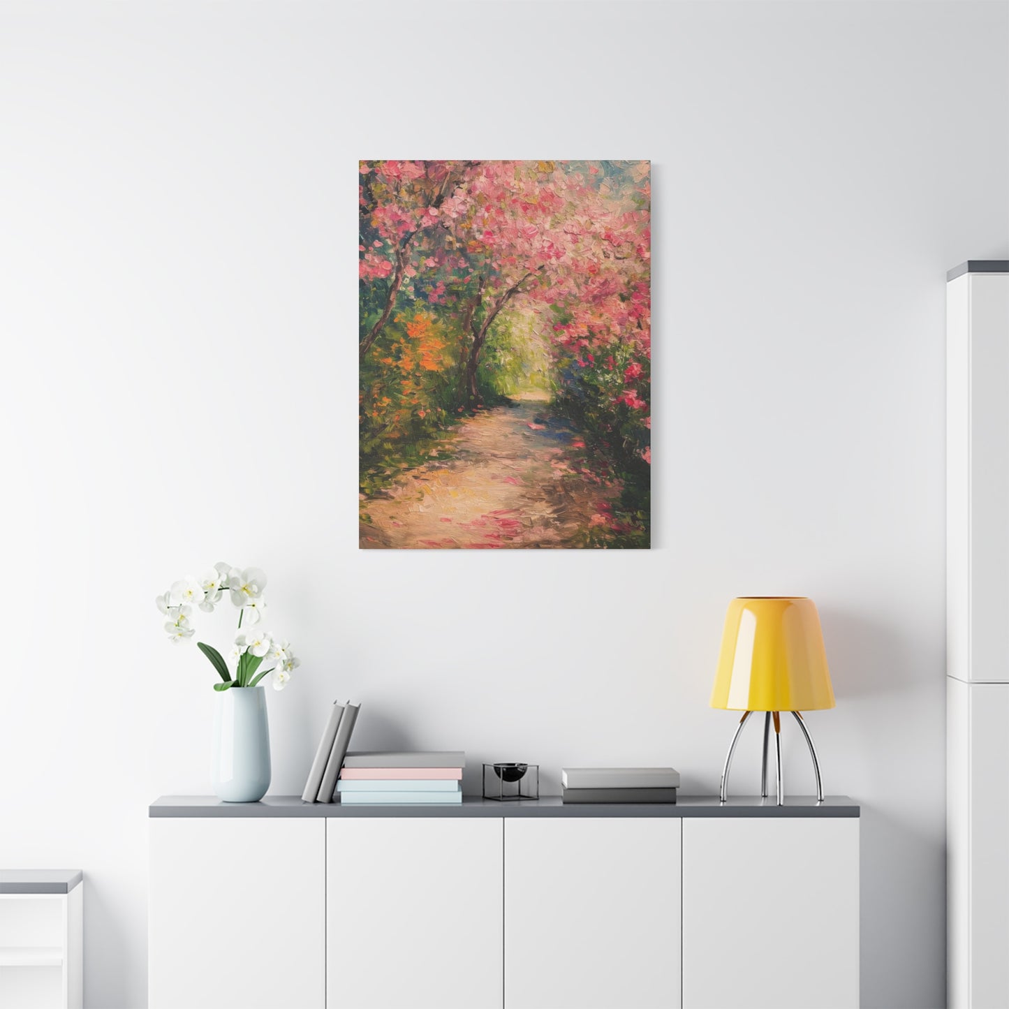 Pathway Pink Colorful Flowers Wall Art & Canvas Prints